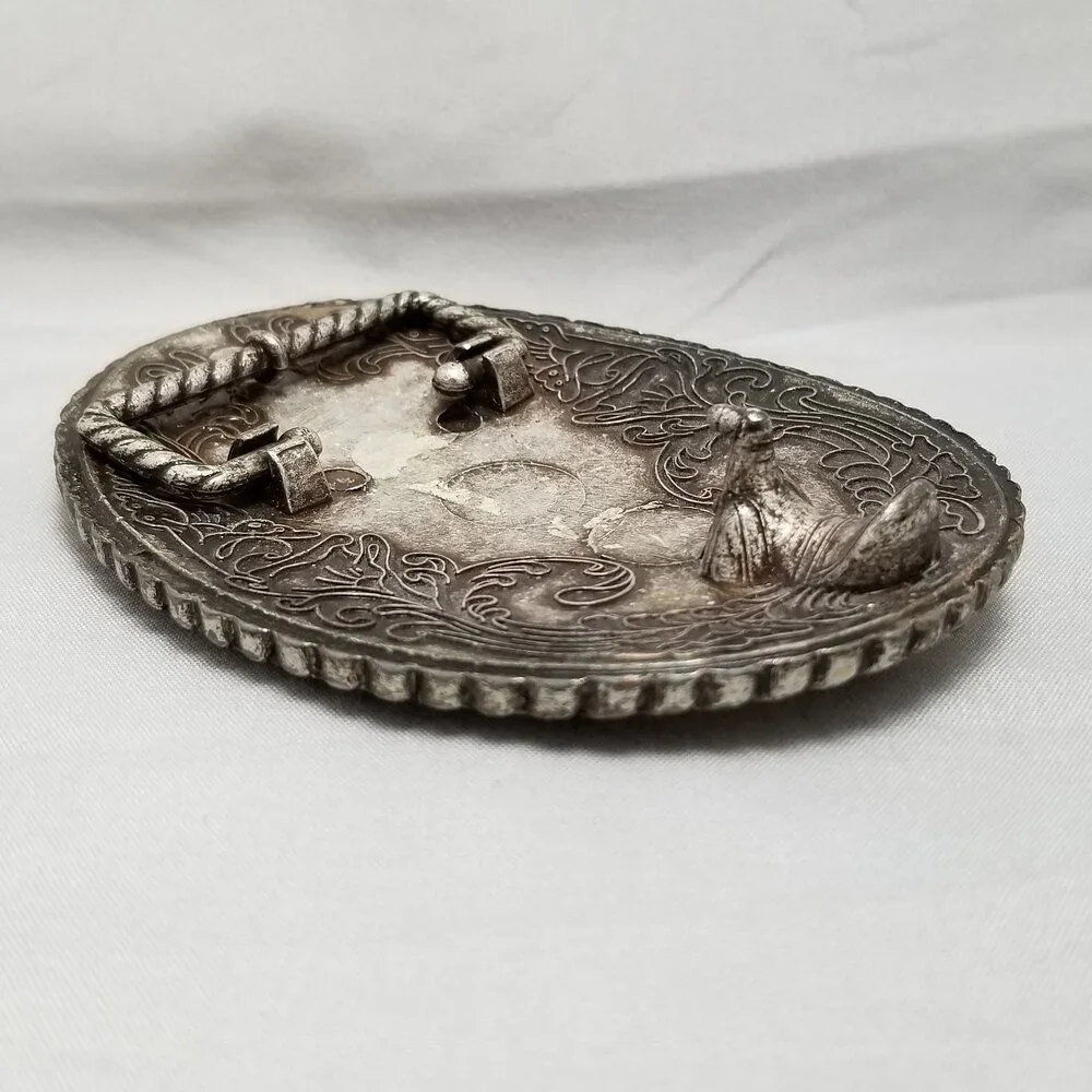 Belt Buckle Women's D.I. Rhein Crafted Pewter Enamel And Rhinestone Filigree‎